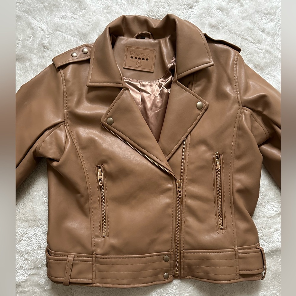 Blank NYC Faux Leather Moto Jacket, Size M